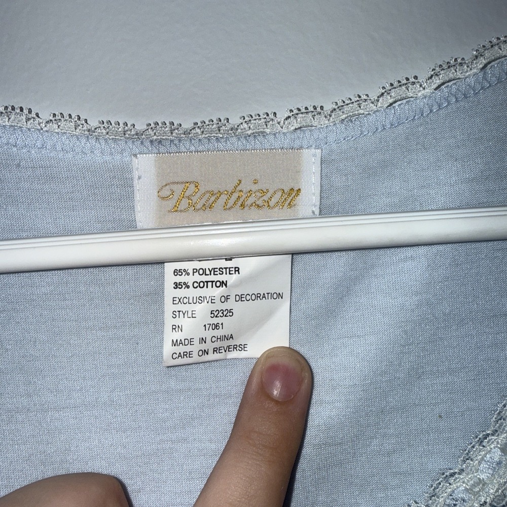 Vintage Barbizon Sleepwear Blue Nightgown Embroidered Flowers NWT Size L - Picture 2 of 5